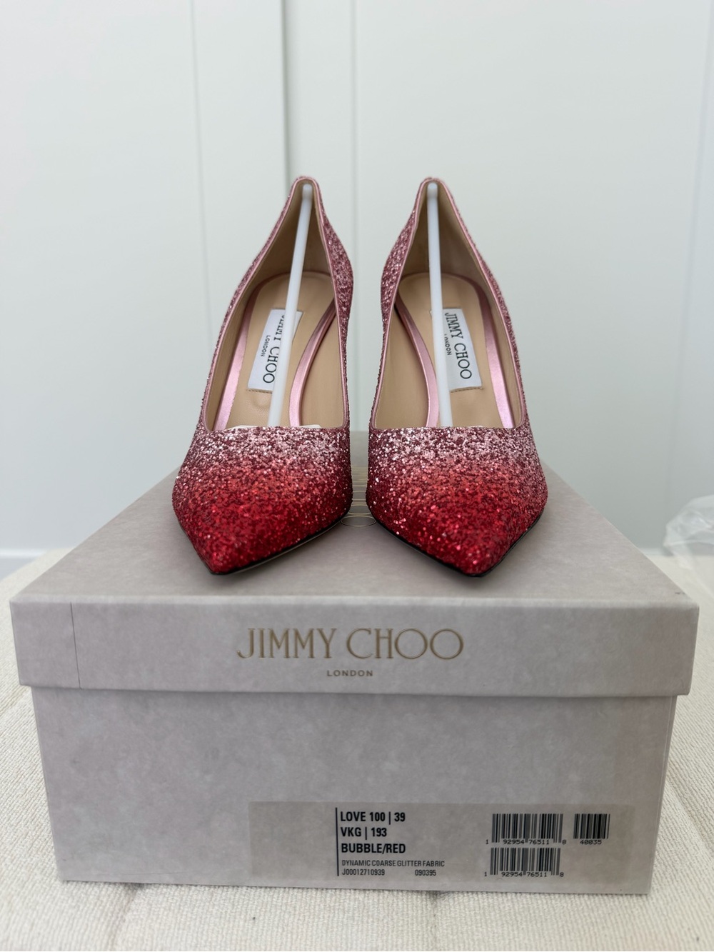 Jimmy Choo Love 100 Women's Glitter Gradient Pumps - Red/Pink